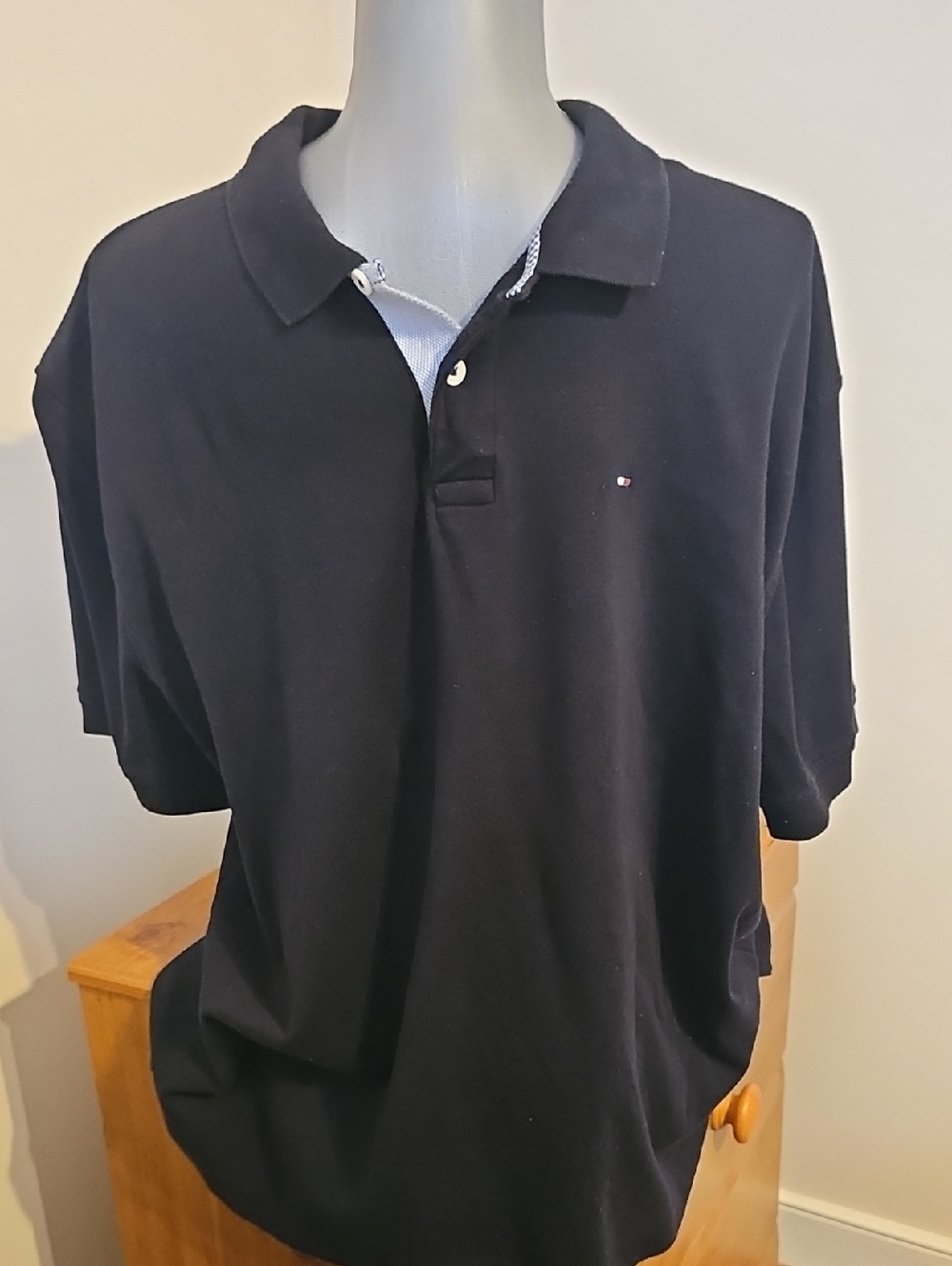 Tommy Hilfiger Black Polo with Contrast Placket